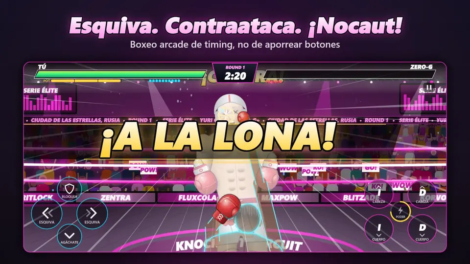 Esquiva. Contraataca. ¡Nocaut!. Boxeo arcade de timing, no de aporrear botones