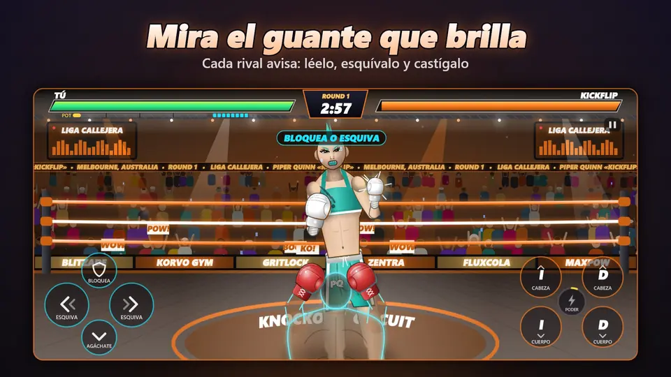 Mira el guante que brilla. Cada rival avisa: léelo, esquívalo y castígalo