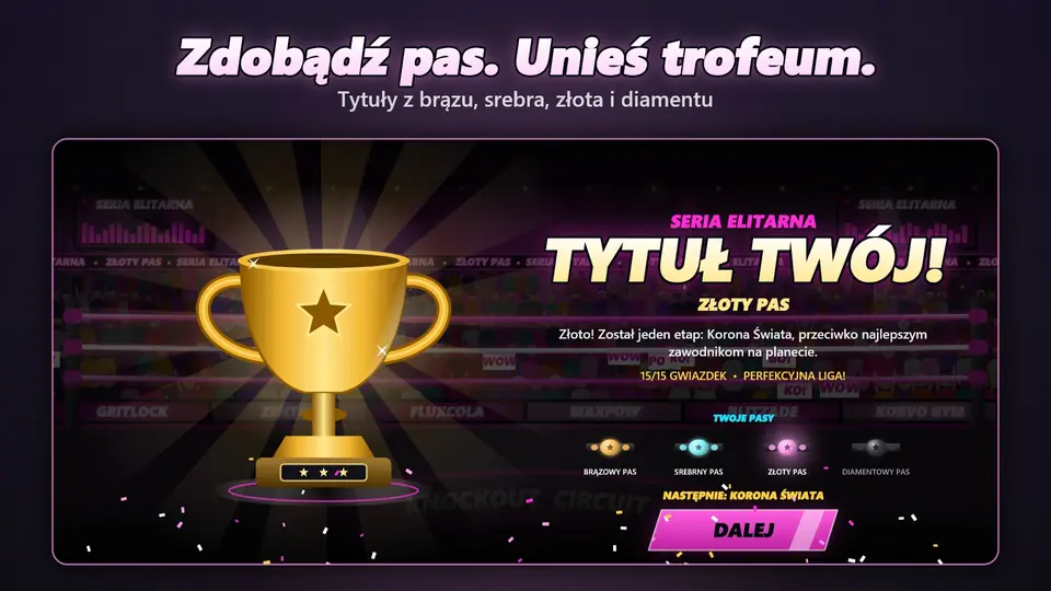 Zdobądź pas. Unieś trofeum.. Tytuły z brązu, srebra, złota i diamentu